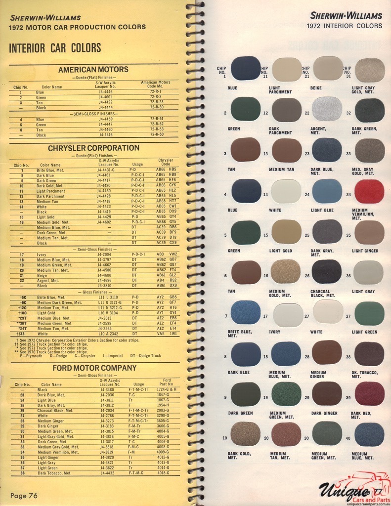 1972 Chrysler Paint Charts Williams 5